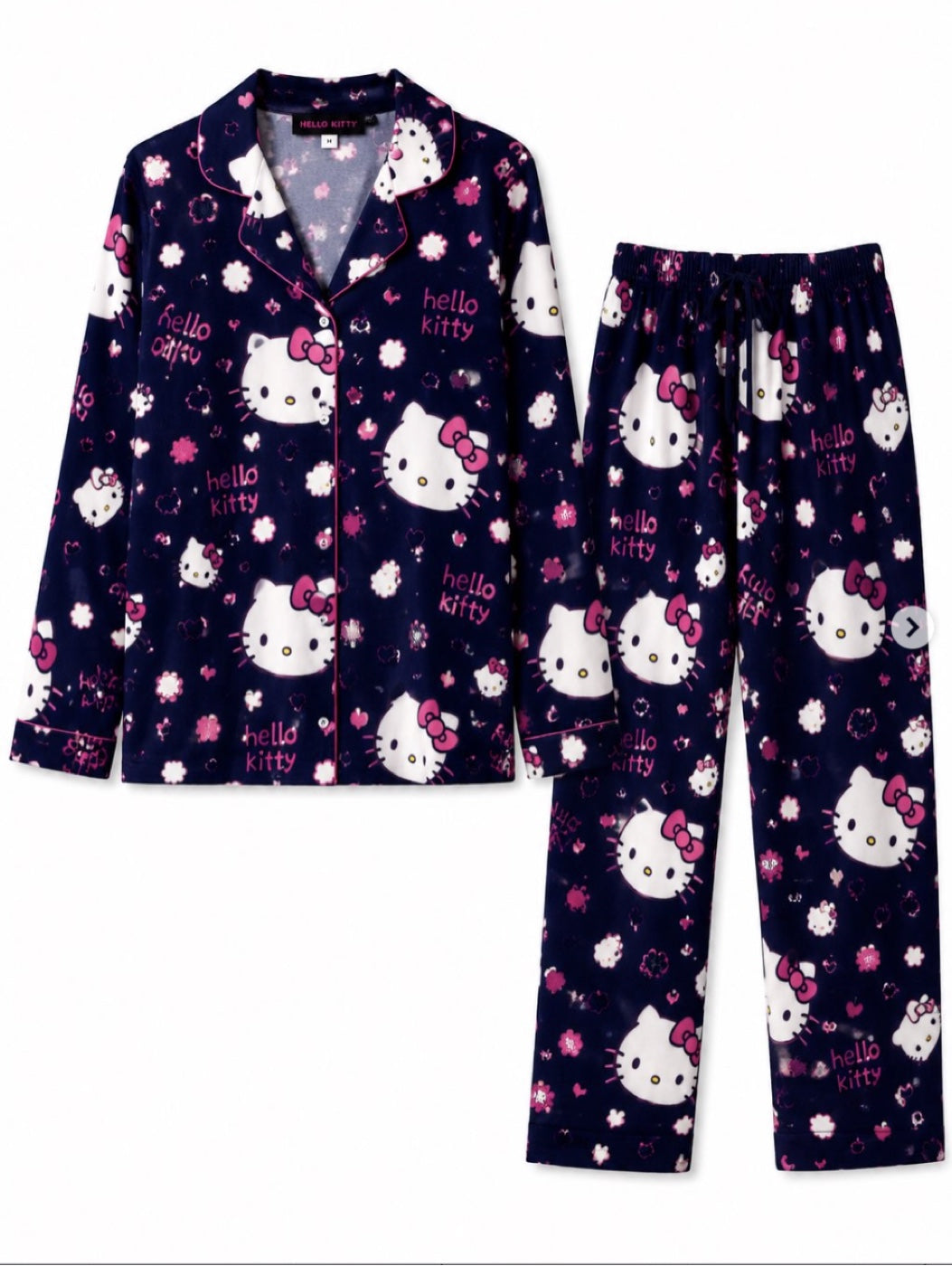 Hello Kitty Lacivert Sıfır Yaka Pijama Takımı