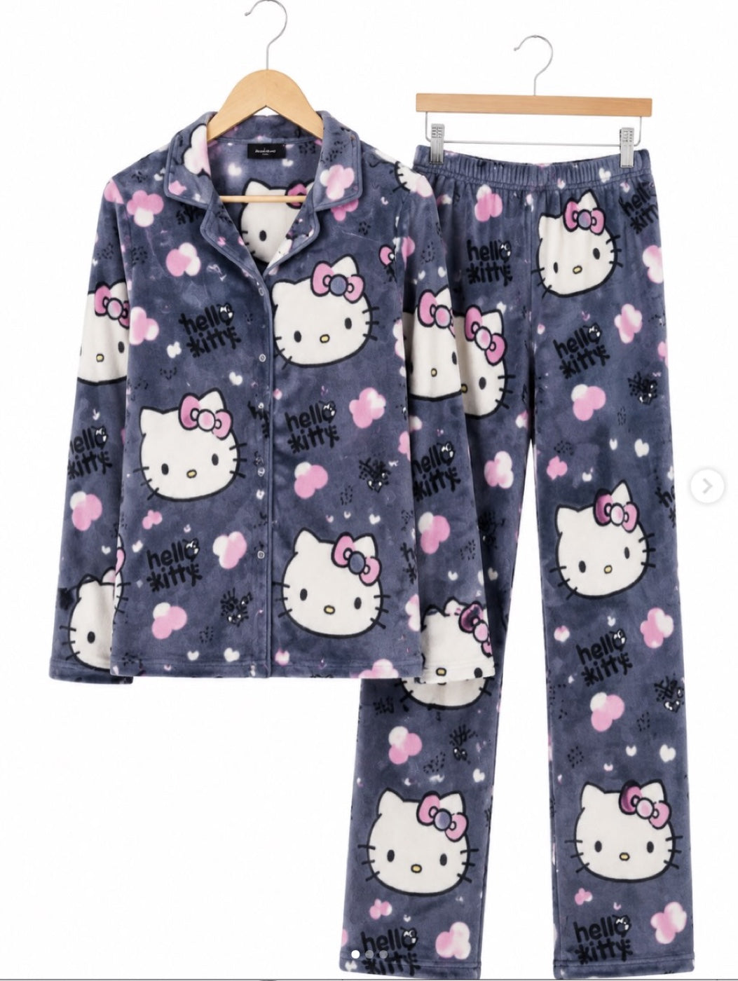 Hello Kitty Polar Sıfır Yaka Pijama Takımı